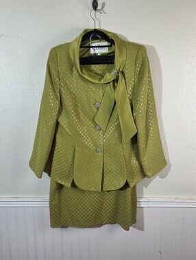 Serafina Womens 2 Pc Skirt Suit Size 12 Green Church Career Mother Bride Formal